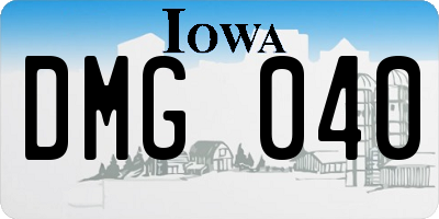 IA license plate DMG040