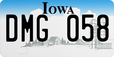 IA license plate DMG058