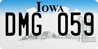 IA license plate DMG059