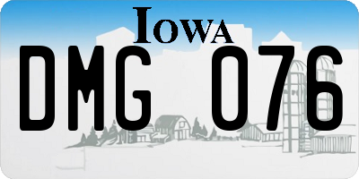 IA license plate DMG076