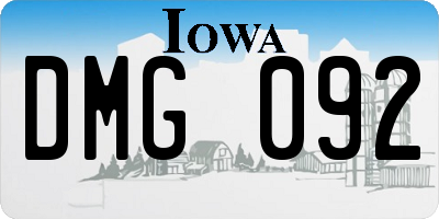 IA license plate DMG092