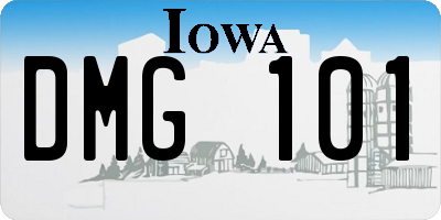 IA license plate DMG101