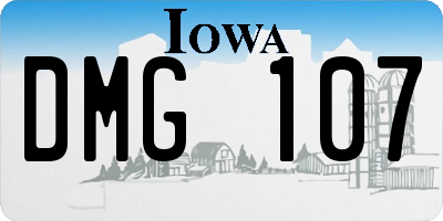 IA license plate DMG107