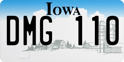 IA license plate DMG110