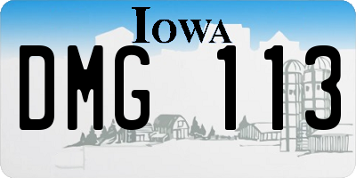 IA license plate DMG113