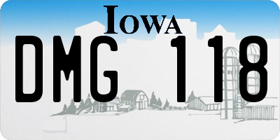 IA license plate DMG118