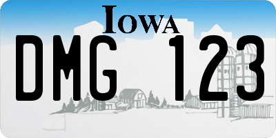 IA license plate DMG123