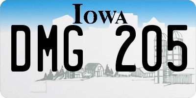 IA license plate DMG205