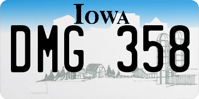 IA license plate DMG358