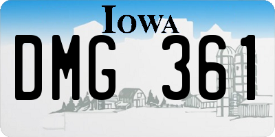 IA license plate DMG361