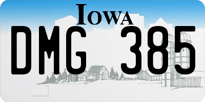 IA license plate DMG385