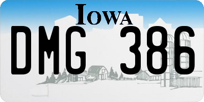IA license plate DMG386