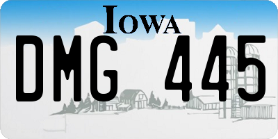 IA license plate DMG445