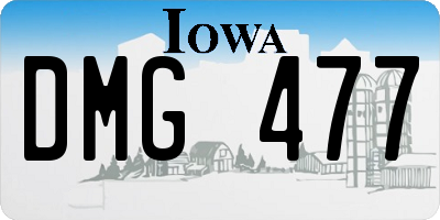 IA license plate DMG477