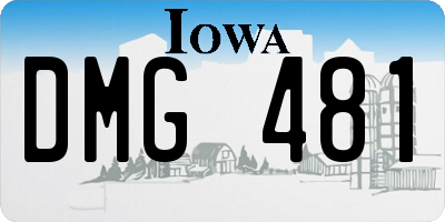 IA license plate DMG481
