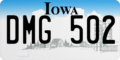 IA license plate DMG502