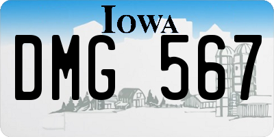 IA license plate DMG567