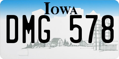 IA license plate DMG578