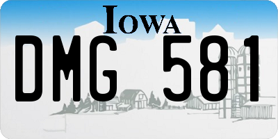 IA license plate DMG581