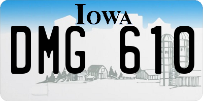IA license plate DMG610