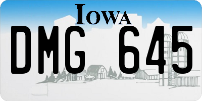 IA license plate DMG645