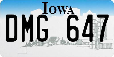 IA license plate DMG647