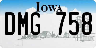 IA license plate DMG758