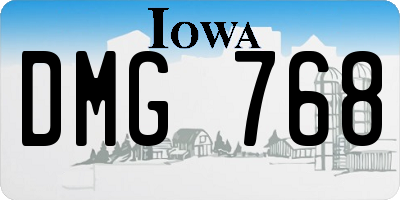 IA license plate DMG768
