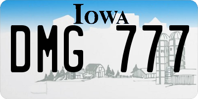 IA license plate DMG777