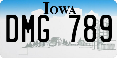 IA license plate DMG789