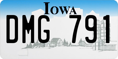 IA license plate DMG791