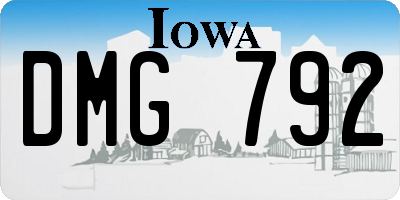 IA license plate DMG792