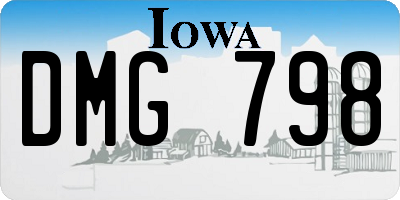 IA license plate DMG798