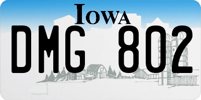 IA license plate DMG802