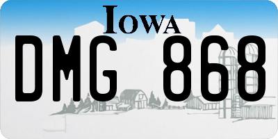 IA license plate DMG868