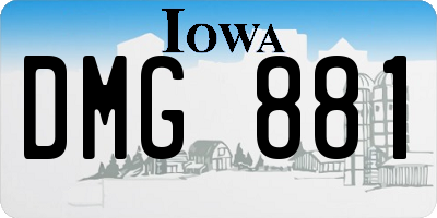 IA license plate DMG881