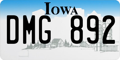 IA license plate DMG892