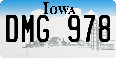 IA license plate DMG978