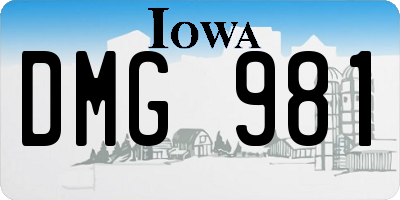 IA license plate DMG981