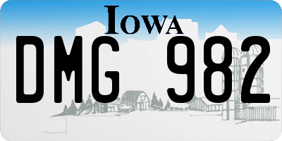IA license plate DMG982