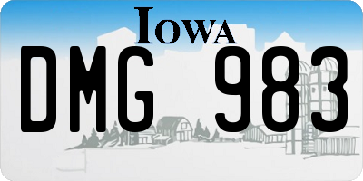 IA license plate DMG983