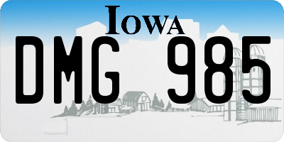 IA license plate DMG985