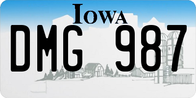 IA license plate DMG987