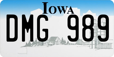 IA license plate DMG989