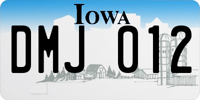 IA license plate DMJ012