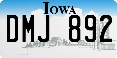IA license plate DMJ892