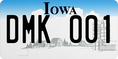 IA license plate DMK001