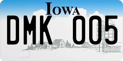 IA license plate DMK005