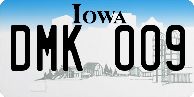 IA license plate DMK009