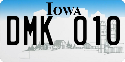 IA license plate DMK010